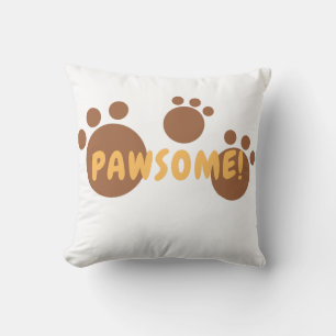 Pawsome for cat lover women throw pillow