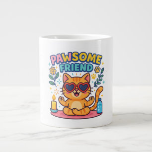 Pawsome Friend Because Every Cat Deserves Love  Large Coffee Mug