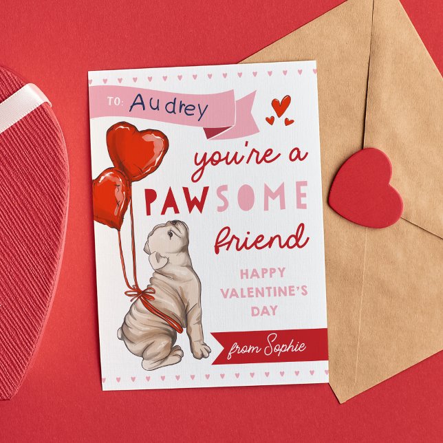 Pawsome Friend Chien classe Valentines Carte de jo (Créateur téléchargé)