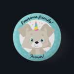 Pawsome Friends Forever Unicorn Puppy Birthday 1 Inch Round Button<br><div class="desc">Unicorn Puppy Birthday Button - Come here, sit and stay! You've just found the “ulti-mutt” dog lover party button. Full of personality, this design features a playful and magical unicorn puppy who's ready to party! Just like the button says, you're going to be "pawesome friends forever" with this little unicorn...</div>