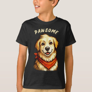 PAWSOME Hand-Drawn Golden Dog Kids T-Shirt