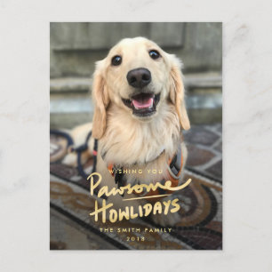 Pawsome Howlidays Funny Dog Pun Photo Holiday