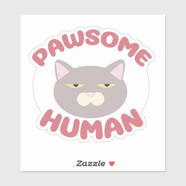 Pawsome Human Funny Cat Head Cartoon Design (Sheet)