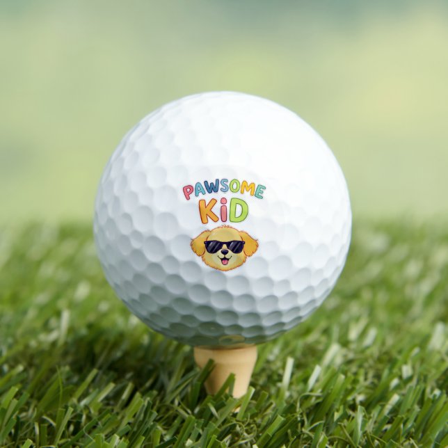 Pawsome Kid Cute Dog Design Gift Golf Balls (Insitu Tee)