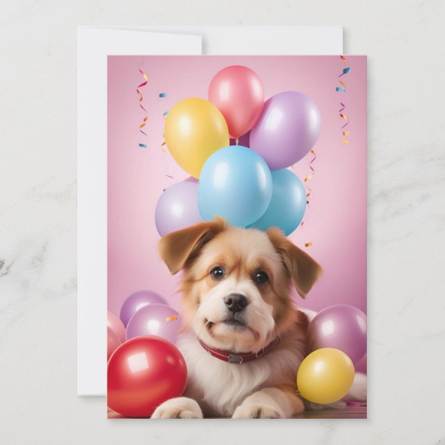 Pawsome Party Pup : Anniversaire Carte Modèle (Devant)