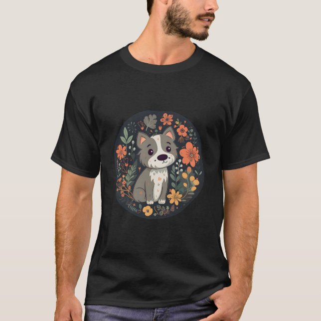 Pawsome Petals A Modern Puppy Paradise T-Shirt (Front)