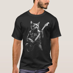 Pawsome Rhythms Cat Playing Guitar Art T-Shirt