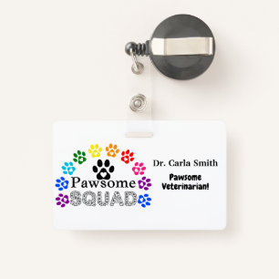 Pawsome Veterinarian Custom Name - Horizontal Badge