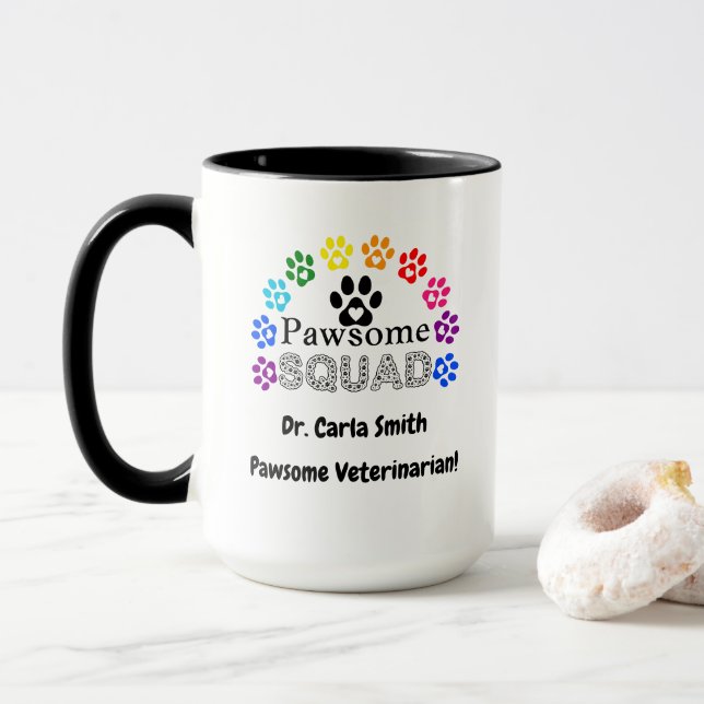 Pawsome Veterinarian Name Mug (With Donut)