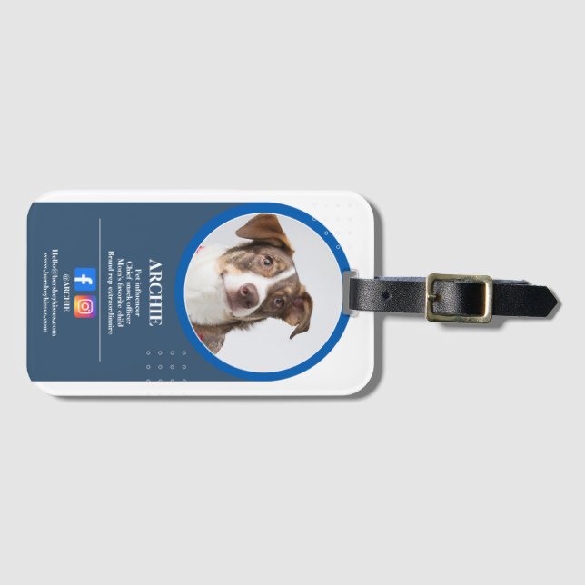 Pawsomely Professional: Dog Photo Social Media  Luggage Tag (Front Horizontal)