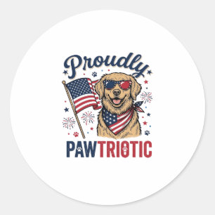 Pawtriotic Dog Patriotic Vintage Shirt Design_1 Classic Round Sticker