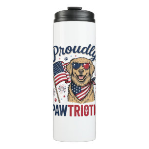 Pawtriotic Dog Patriotic Vintage Shirt Design_1 Thermal Tumbler