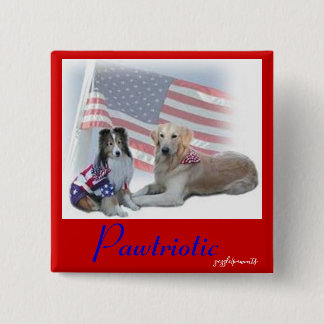 Pawtriotic dogs 2 inch square button