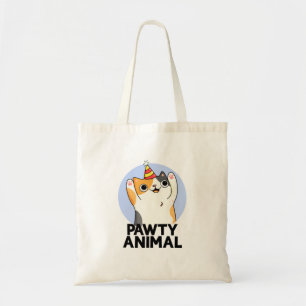 Pawty Animal Cute Party Cat Pun Tote Bag