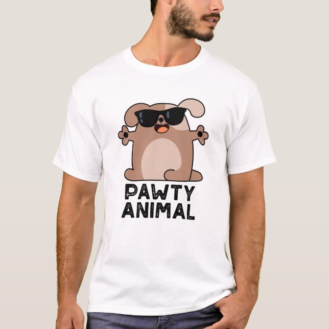 Pawty Animal Funny Party Dog Pun  T-Shirt (Front)