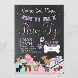 Pawty Invitations Dog Puppy Birthday Invitations