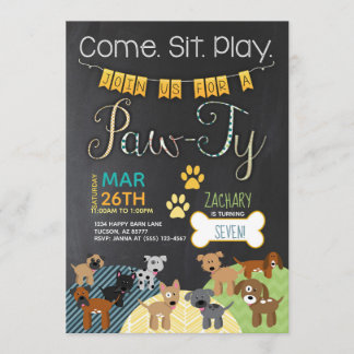 Pawty Invitations Dog Puppy Birthday Invitations