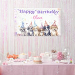 Pawty Puppy Happy Birthday Dog Party Girl Banner<br><div class="desc">Get ready to wag your tails and celebrate with our adorable Pastel Puppies Happy Birthday Banner! Featuring charming watercolor illustrations of playful puppies, this banner sets the scene for a delightful and fun-filled party. You can transfer this delightful design onto a variety of products effortlessly. Simply scroll down to the...</div>
