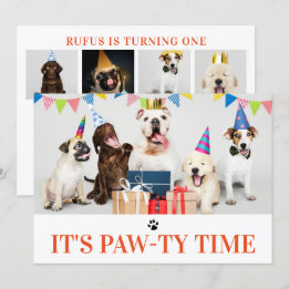 Pawty Time Chien à thème Anniversaire 5 Carte phot