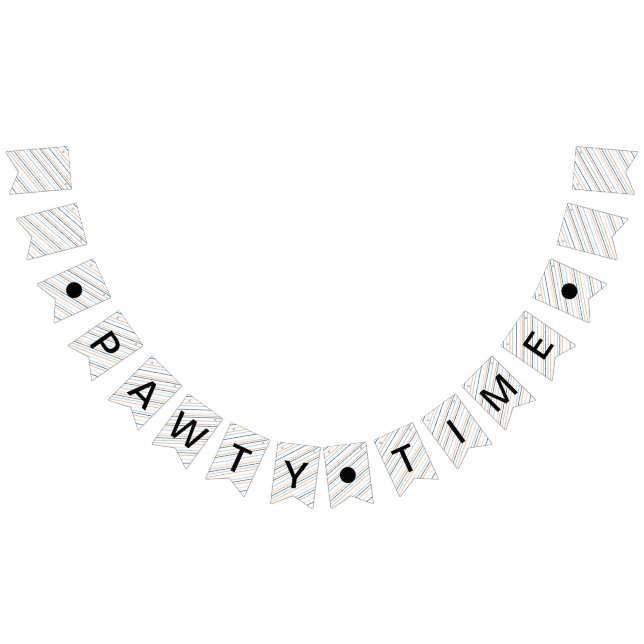 Pawty Time Fun Striped Dog Pet Birthday Bunting Flags (All)
