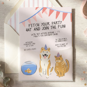 Pawty Time Kids Birthday Invitation   House Pets