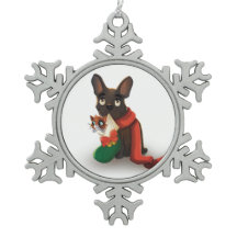 Pax carrying Huey in Christmas Stocking Snowflake