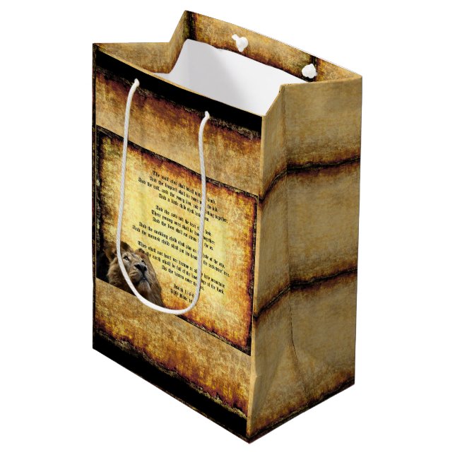 Pax Christos, Lion with Isaiah 11:6-9 Medium Gift Bag (Front Angled)