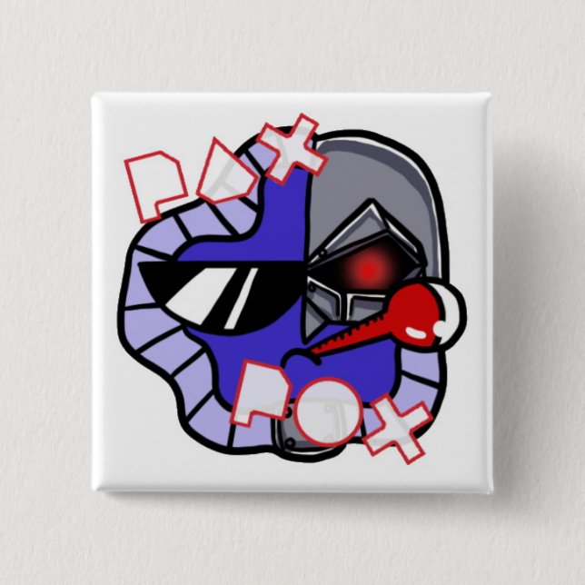 Pax Pox Cyborg 2 Inch Square Button (Front)
