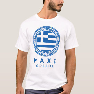 Paxi And Flag Of Greece Men's White T-Shirt