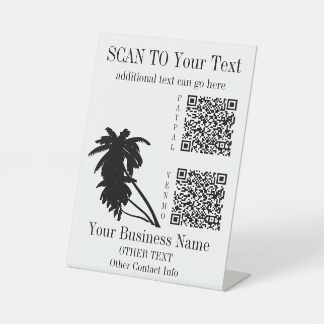 Pay Here Sign 2 QR Code Template Tropical Beach (Front)