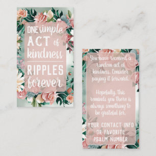 Pay it Forward Random Act Kindness Pastel Floral Business Card