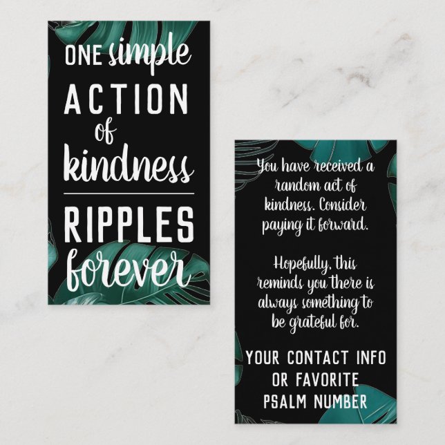 Pay it Forward Random Act of Kindness Jungle Business Card (Front/Back)