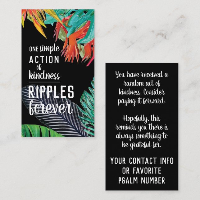 Pay it Forward Random Act of Kindness Paradise Business Card (Front/Back)