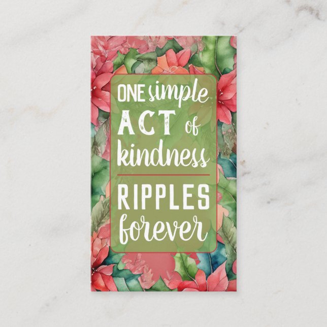 Pay it Forward Random Act of Kindness Poinsettia Business Card (Front)
