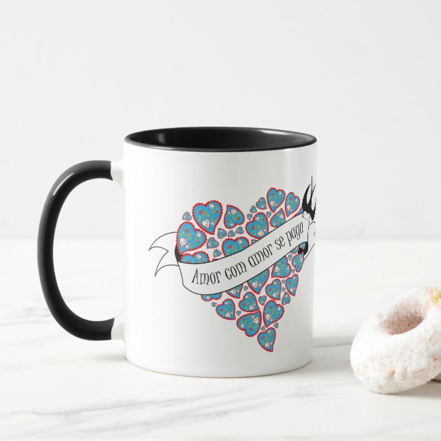 Pay love with love illustrated Portuguese proverb  Mug (With Donut)
