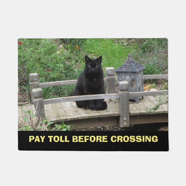 Pay Toll Black Cat on Bridge Doormat (Front)