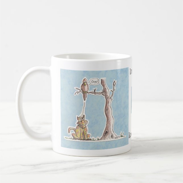 Payback Time - Bird dropping on Cat! Coffee Mug (Left)