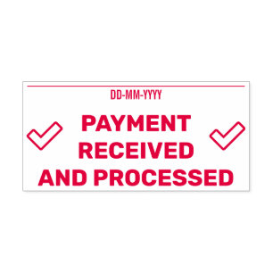 "PAYMENT RECEIVED AND PROCESSED" & Check Mark Icon Self-inking Stamp