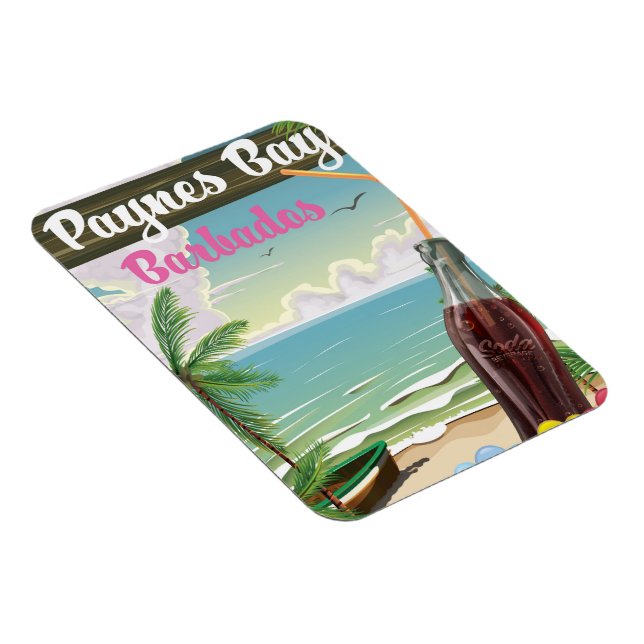 Paynes Bay Barbados vintage style travel poster Magnet (Right Side)