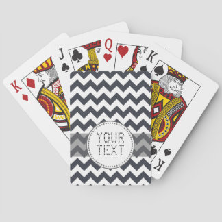 Paynes Grey Chevron with Custom Text Playing Cards