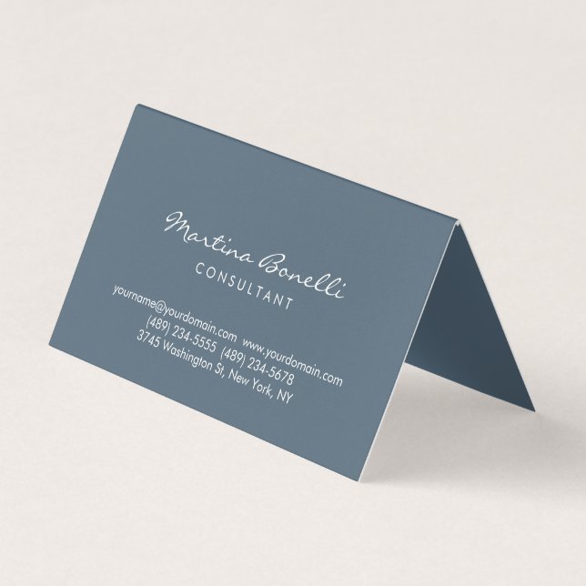 Payne's Grey Colour Minimalist Script Business Car Card (Front)
