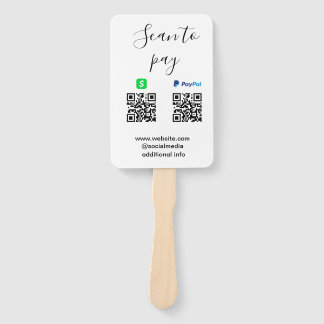 Paypal Cashapp scan to pay QR add business name lo Hand Fan