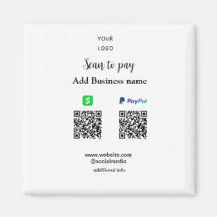 Paypal Cashapp scan to pay QR add business name lo Magnet
