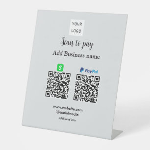 Paypal Cashapp scan to pay QR add business name lo Pedestal Sign
