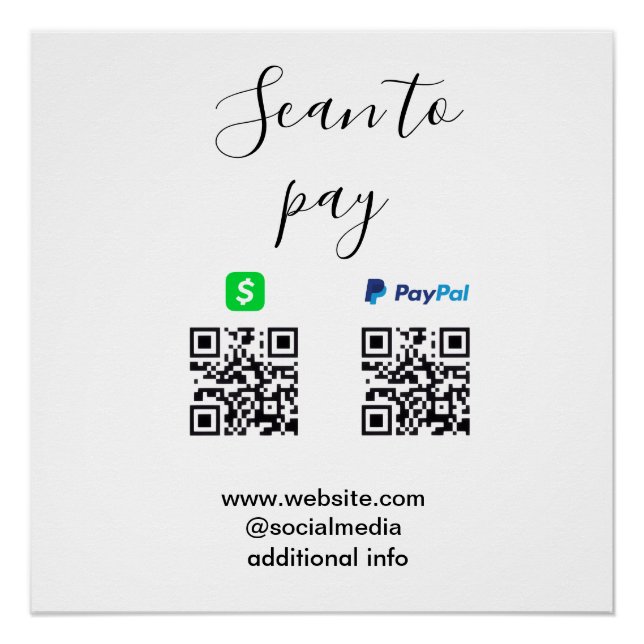 Paypal Cashapp scan to pay QR add business name lo Poster (Front)