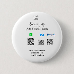 Paypal Cashapp venmo scan to pay QR add business 2 Inch Round Button