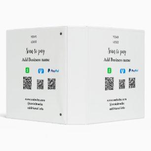 Paypal Cashapp venmo scan to pay QR add business Binder