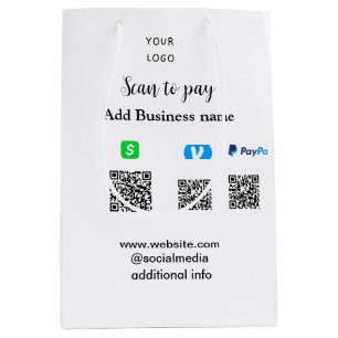 Paypal Cashapp venmo scan to pay QR add business Medium Gift Bag