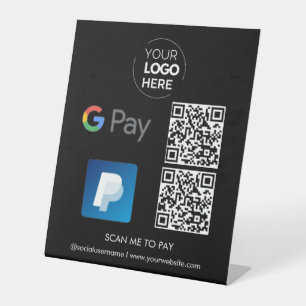 Paypal G Pay QR Code Payment Scan to Pay Black Pedestal Sign