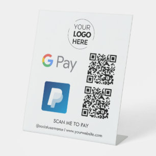 Paypal Google Pay QR Code Payment Scan to Pay Pedestal Sign